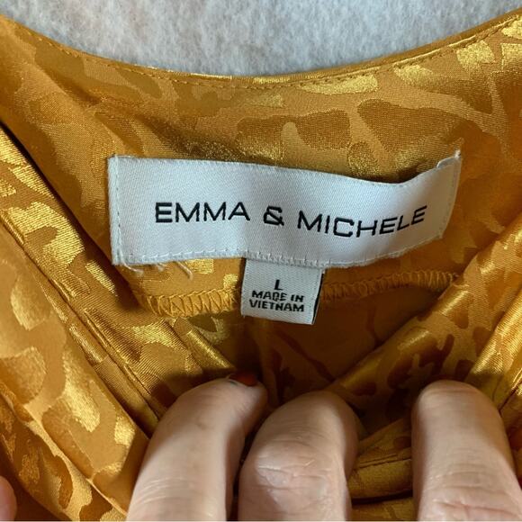 Emma Michelle Womens Cowl Neck Slip Dress Sz L Y2K Retro Golden Goddess Leopard - Picture 5 of 13